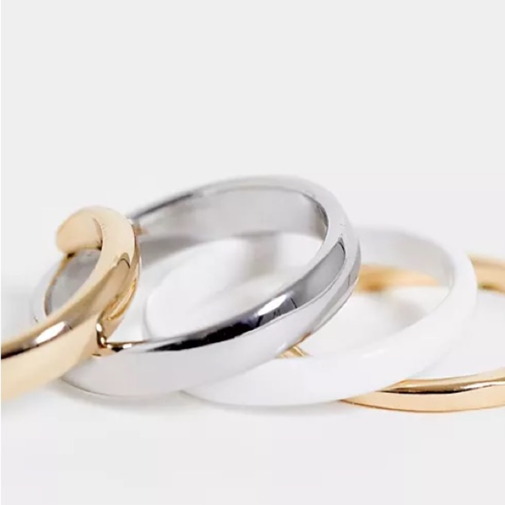 TopShop Mixed Metal & Enamel Ring Set